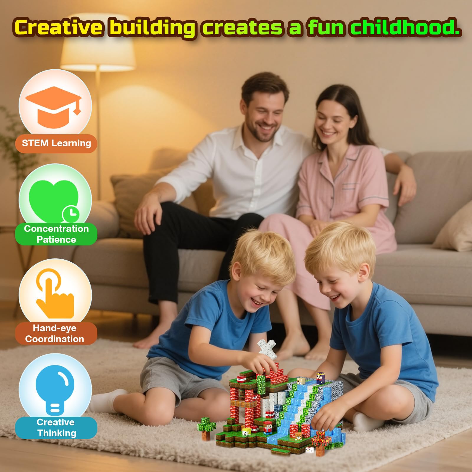 200PCS Magnetic Blocks, Magnetic Building Cube Toys for Kids, STEM Montessori Stacking, Sensory Education Toys for Toddlers Building World Set, Christmas Birthday Gifts for Kids Age 3 4 5 6 7 8 9 10