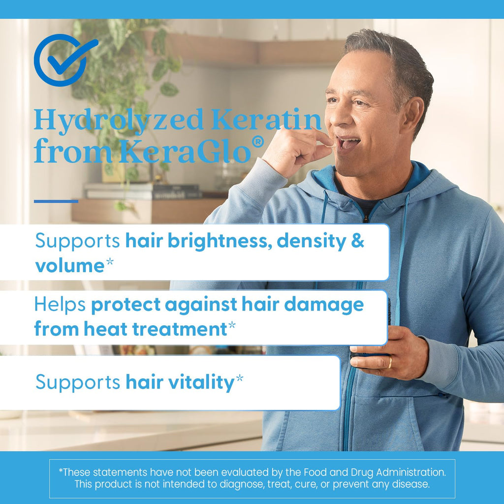 Doctor's Best Hydrolyzed Keratin Supplement for Women & Men - Keratin 500 mg for Hair Health Support, Helps Protect Hair from Heat Treatment, Non GMO & Gluten Free Capsules - 60 Veg Caps