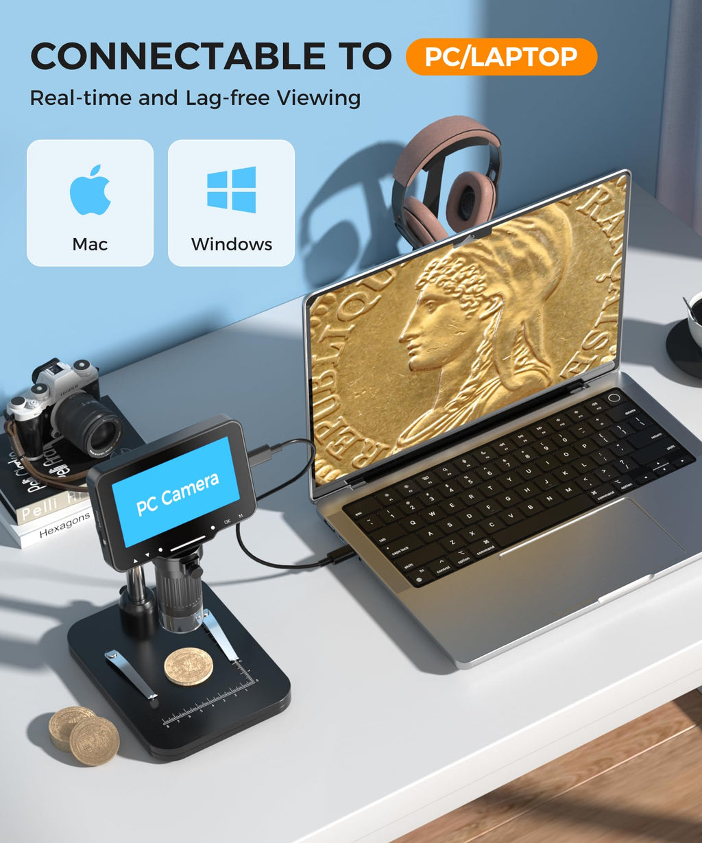 PalliPartners Digital Microscope for Coins with Light HD Screen