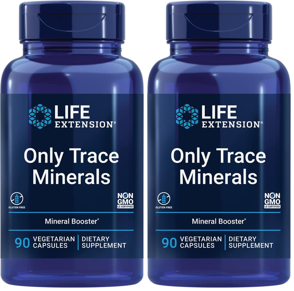 Life Extension Only Trace Minerals, a Daily dose of zinc, Chromium, Boron, Copper, Manganese, Vanadyl sulfate, Gluten-Free, Non-GMO, Vegetarian, 90 Capsules, (Pack of 2)