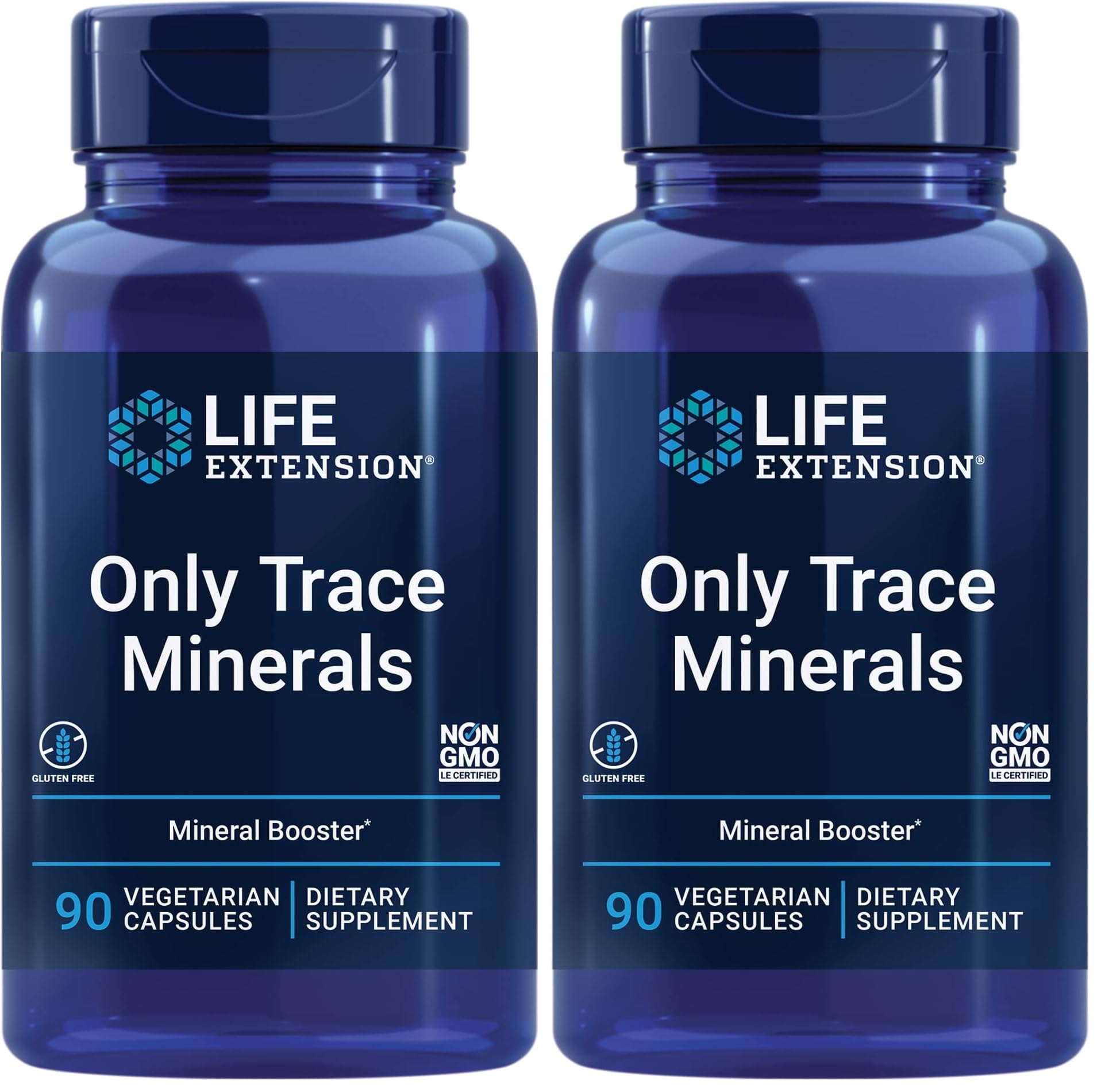 Life Extension Only Trace Minerals, a Daily dose of zinc, Chromium, Boron, Copper, Manganese, Vanadyl sulfate, Gluten-Free, Non-GMO, Vegetarian, 90 Capsules, (Pack of 2)