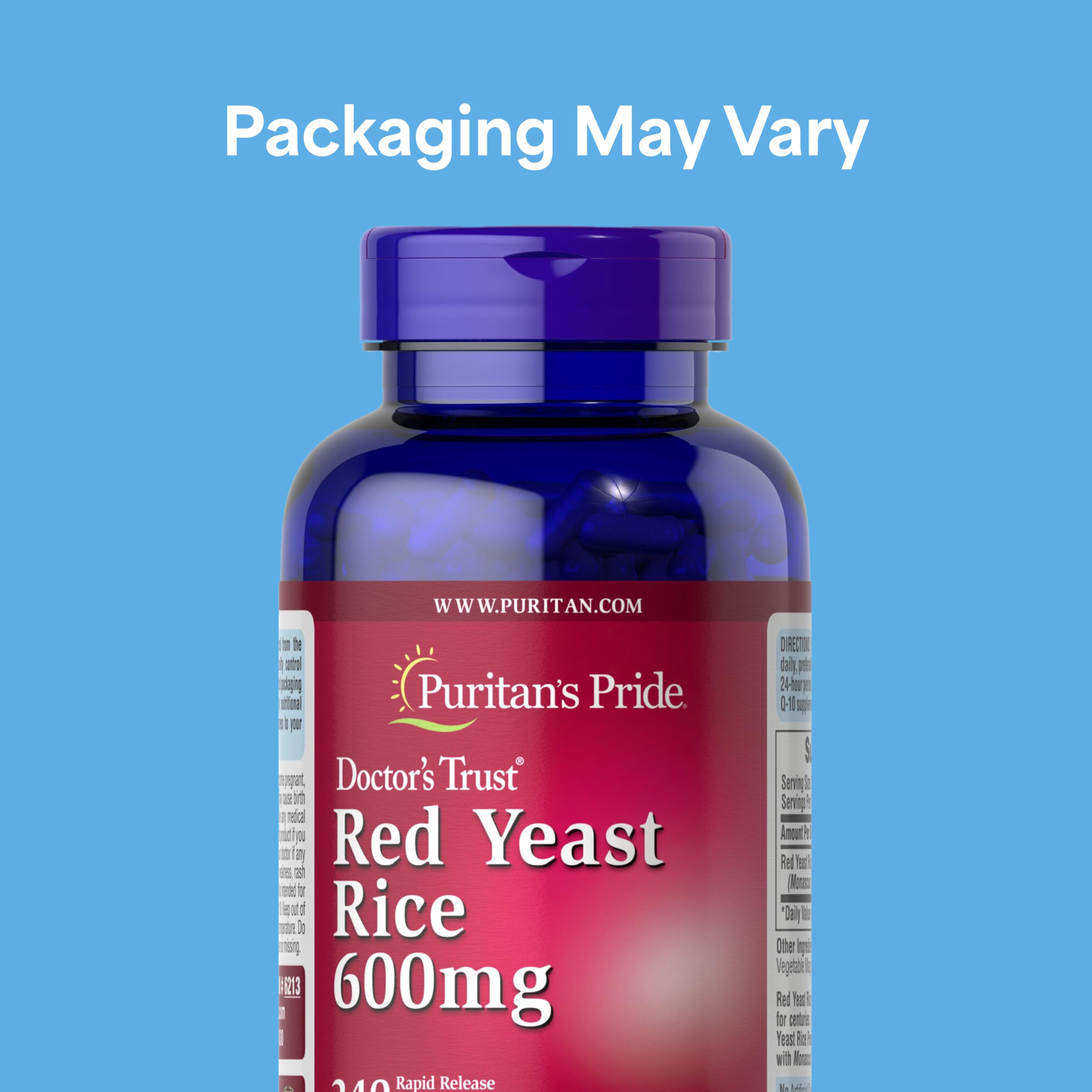 Puritan's Pride Doctors Trust® Red Yeast Rice 600mg, Dietary Supplement, 240 Rapid Release Capsules