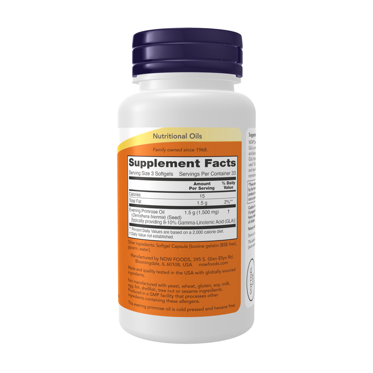 NOW Supplements, Evening Primrose Oil 500 mg with GLA, 100 Softgels