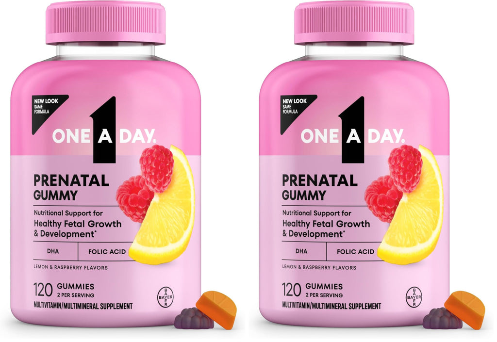 A Day Prenatal Vitamins for Women Gummies- Pregnancy Vitamins for Women with Folic Acid,DHA,Iodine,Prenatal Gummies,Iron-Free,120 Ct (Packaging May Vary),(Pack of 2)