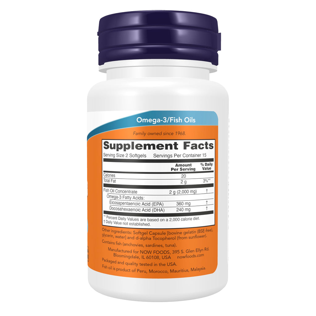 NOW Foods Supplements, Omega-3 180 EPA / 120 DHA, Molecularly Distilled, 30 Softgels