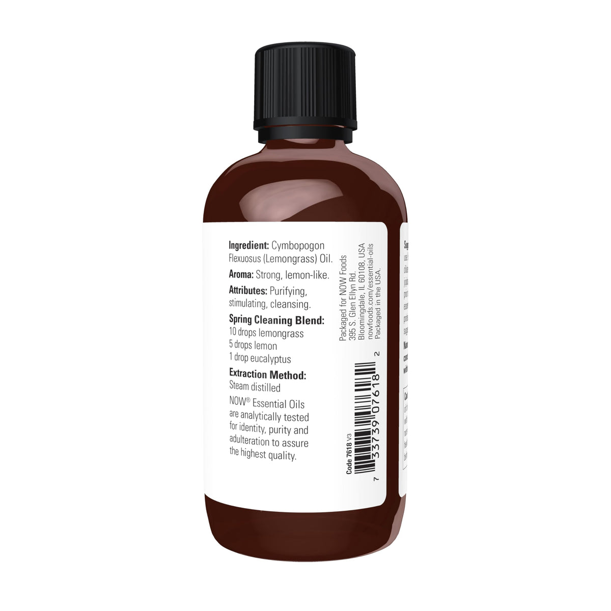NOW Essential Oils, Lemongrass Oil, Undiluted, Steam Distilled, 4 fl. oz