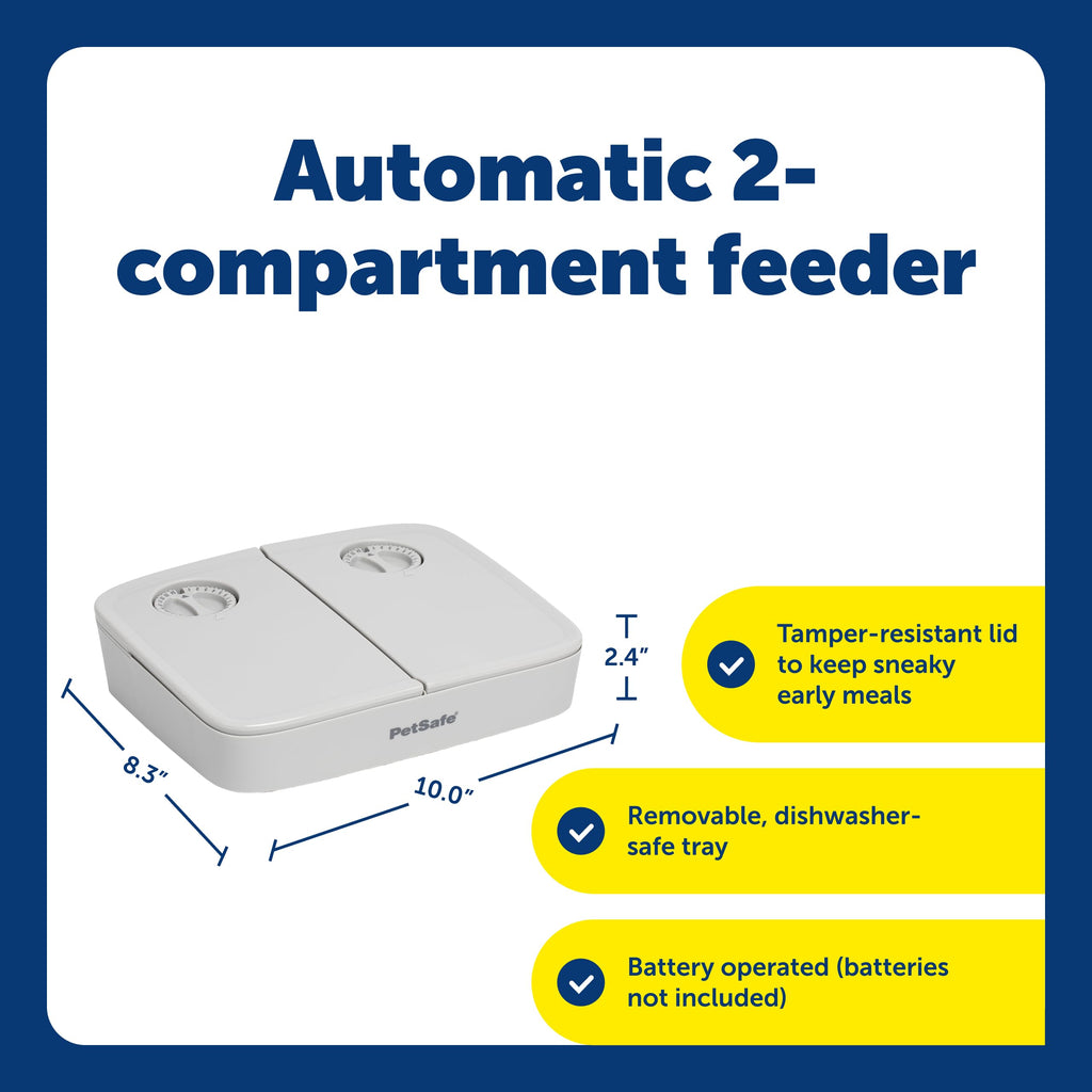 PetSafe Analog 2 Meal Pet Feeder, Dog & Cat, 3 Cup/16 oz, Tamper-Resistant