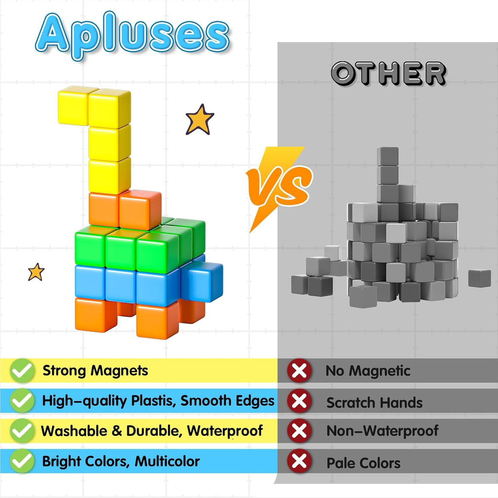 Apluses 42PCS Magnetic Blocks, Gifts for 3 4 5 6 Year Old, Magnet Building Blocks for Kids, Girls & Boys, Sensory - Montessori - Autism - Magnetic Toys for Kids Ages 3-5 4-8