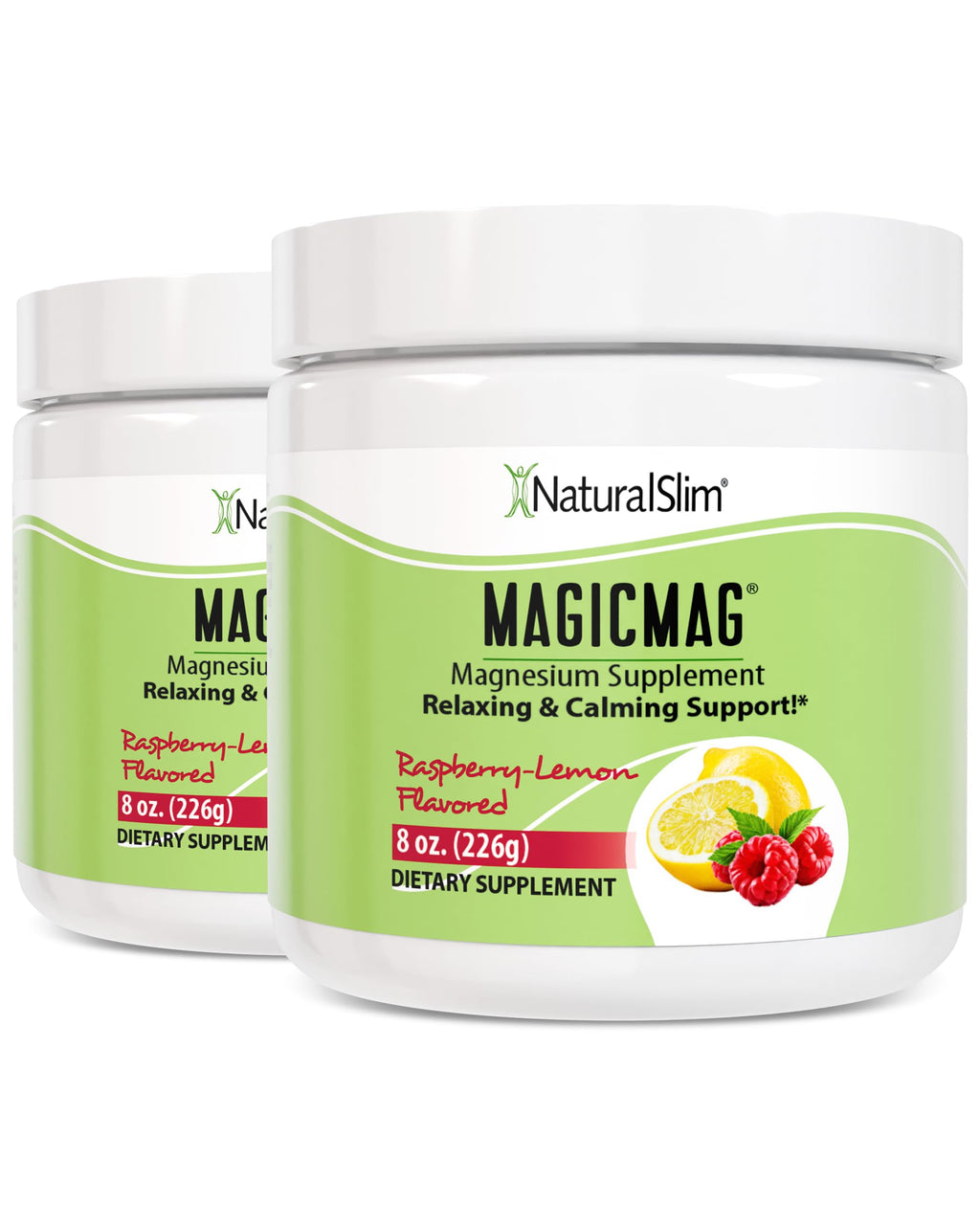 NaturalSlim MagicMag Magnesium Citrate Powder, Raspberry Lemon, 8 oz 2 Pack