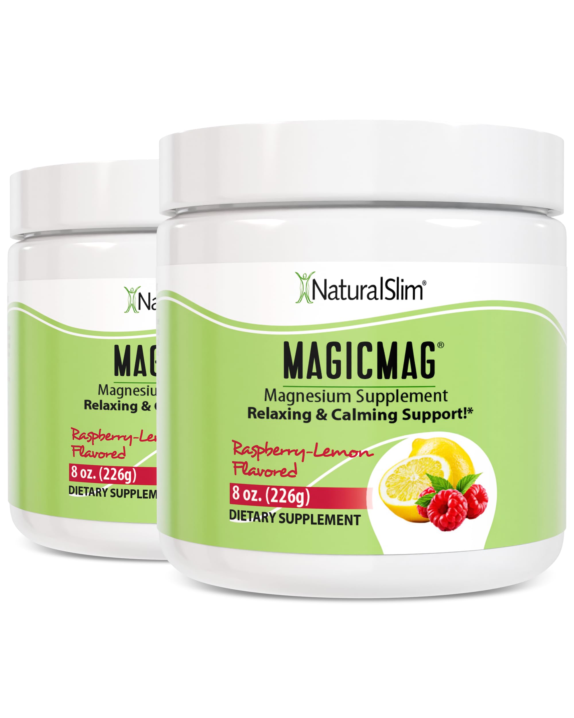 NaturalSlim MagicMag Magnesium Citrate Powder, Raspberry Lemon, 8 oz 2 Pack