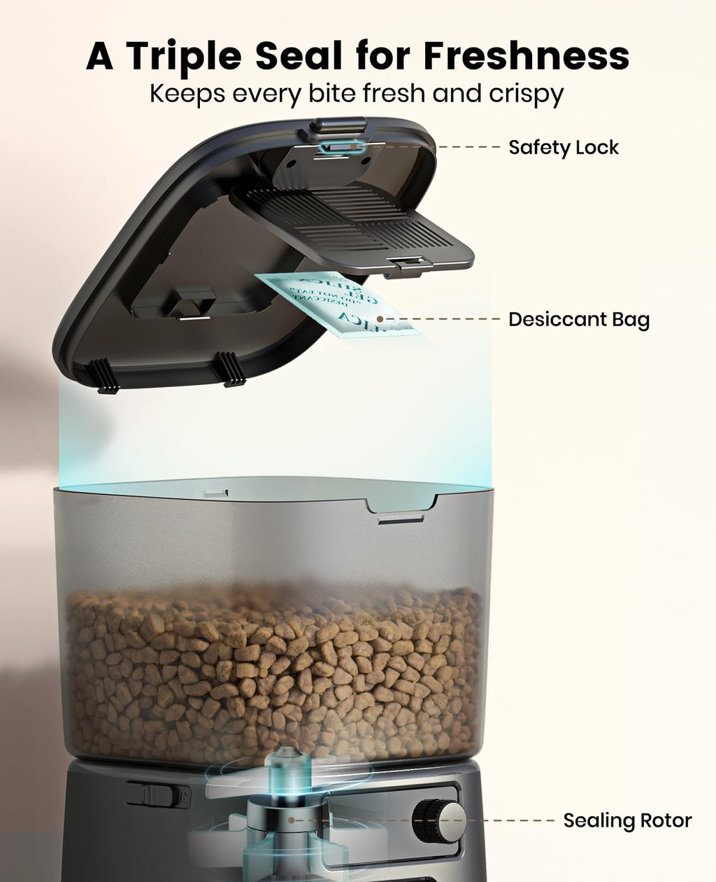 oneisall 2.4 GHz Wi-Fi Automatic Cat Feeder, 3.5L/15 Cups