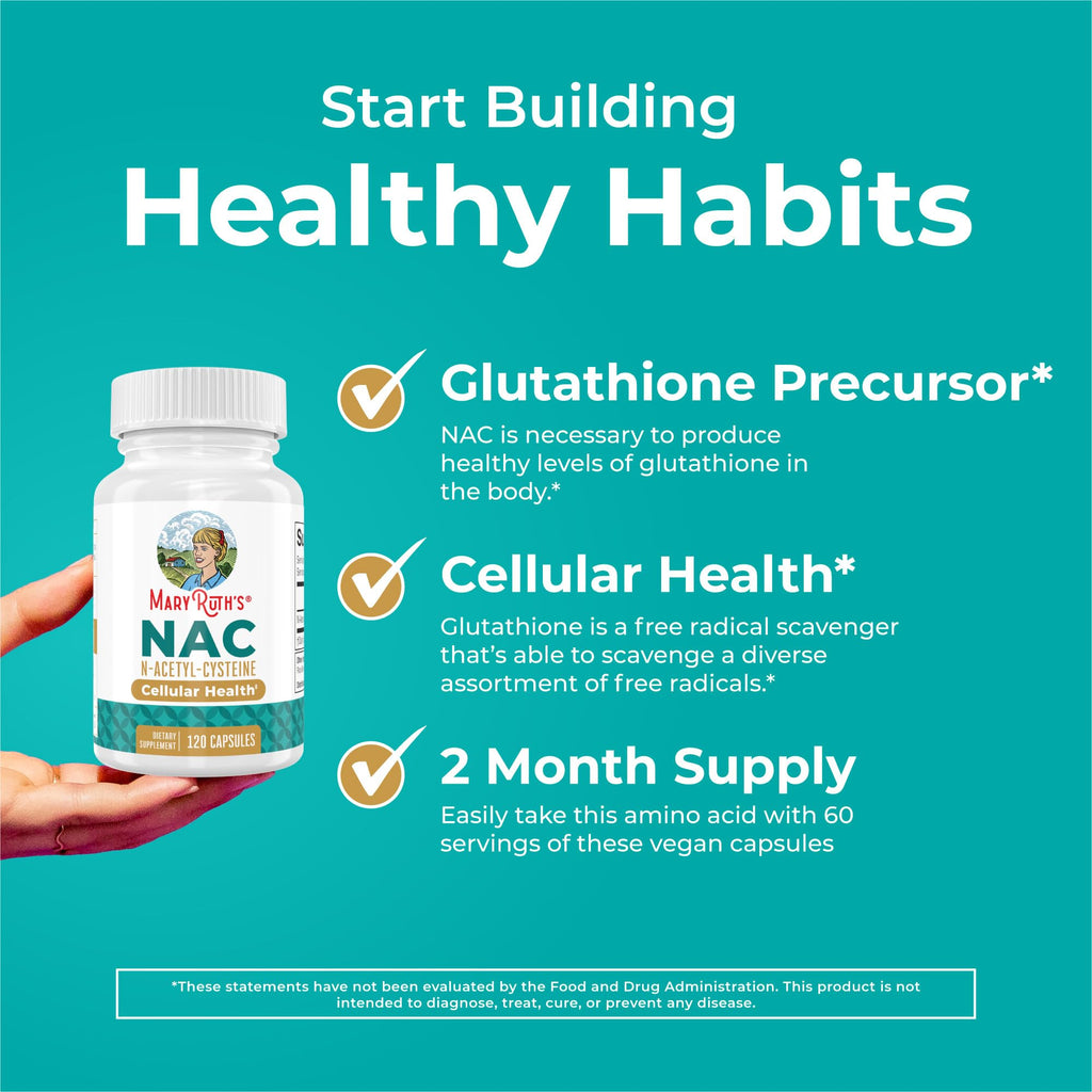 MARYRUTH'S NAC Supplement N-Acetyl Cysteine Capsules, Glutathione Precursor