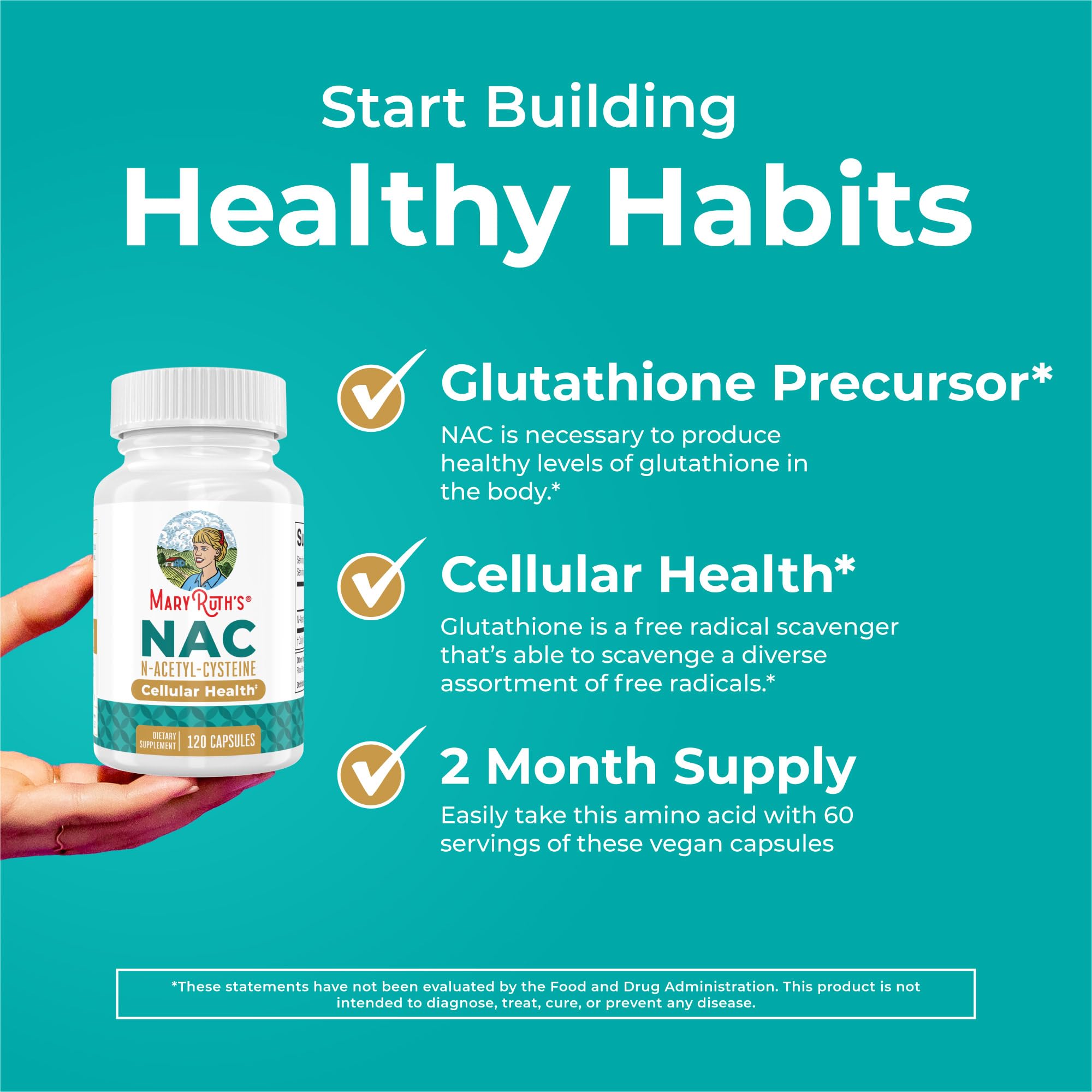MARYRUTH'S NAC Supplement N-Acetyl Cysteine Capsules, Glutathione Precursor
