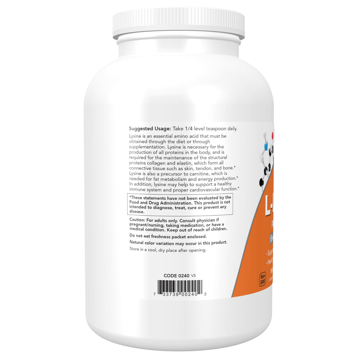 NOW Supplements, L-Lysine Powder, Amino Acid, 1 lb