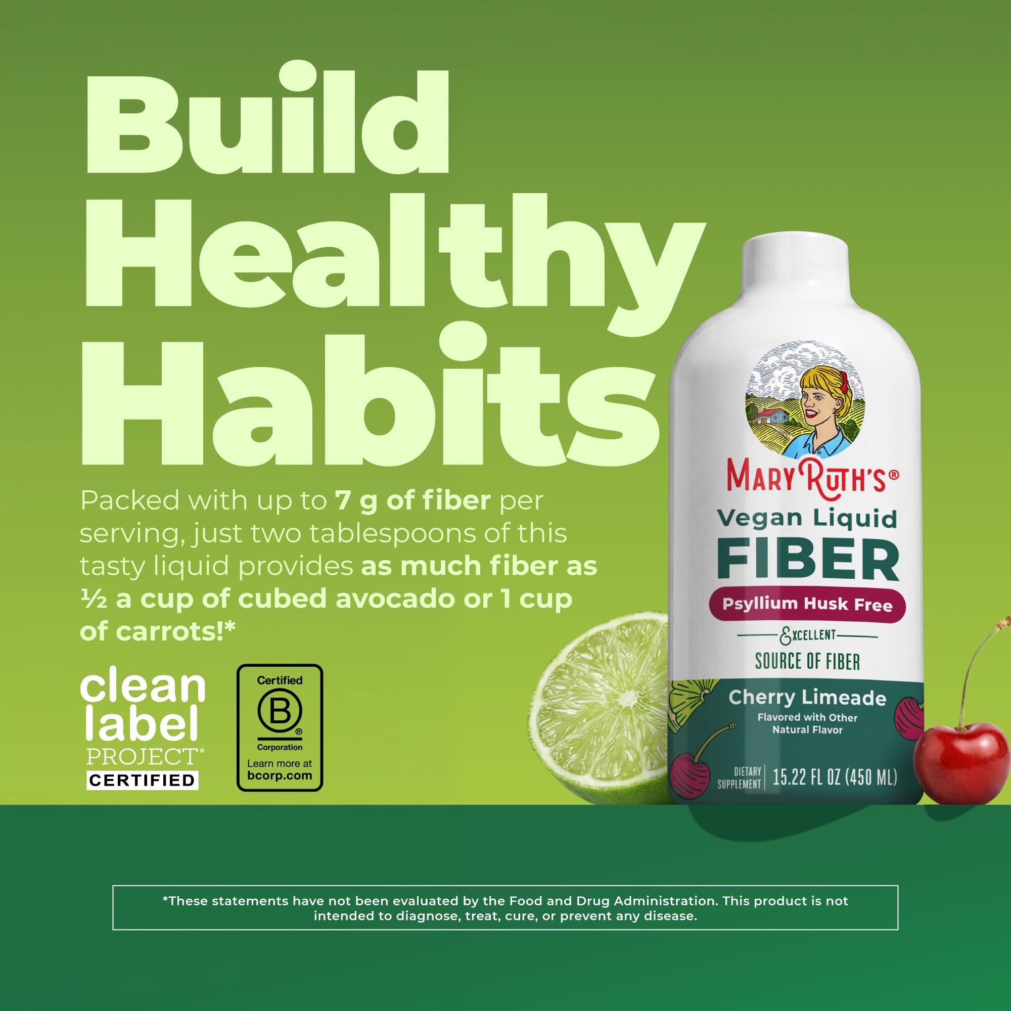 MARYRUTH'S Liquid Fiber for Ages 1+, Baobab Fruit, No Added Sugar, 15.22 oz