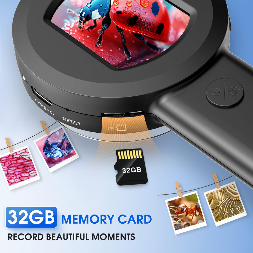 Pocket Digital Microscope Magnifying Glass with Light for Kids and Adults