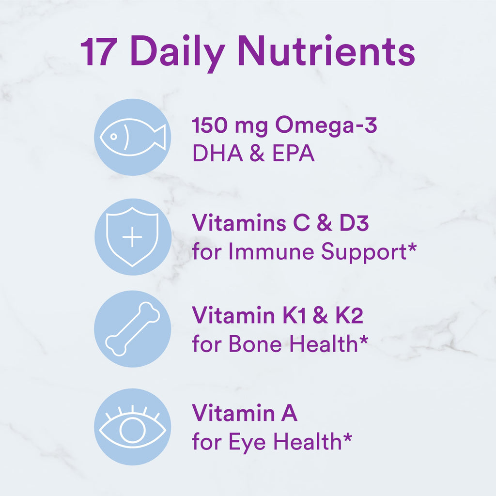 SmartyPants Fiber Supplement & Multivitamin for Men & Women: Multivitamin Fiber Gummies with Vitamin D3, C, Vitamin B12, B6, A, K & Zinc, Omega 3 Fish Oil (EPA/DHA), Biotin, 180 Count (30 Day Supply)