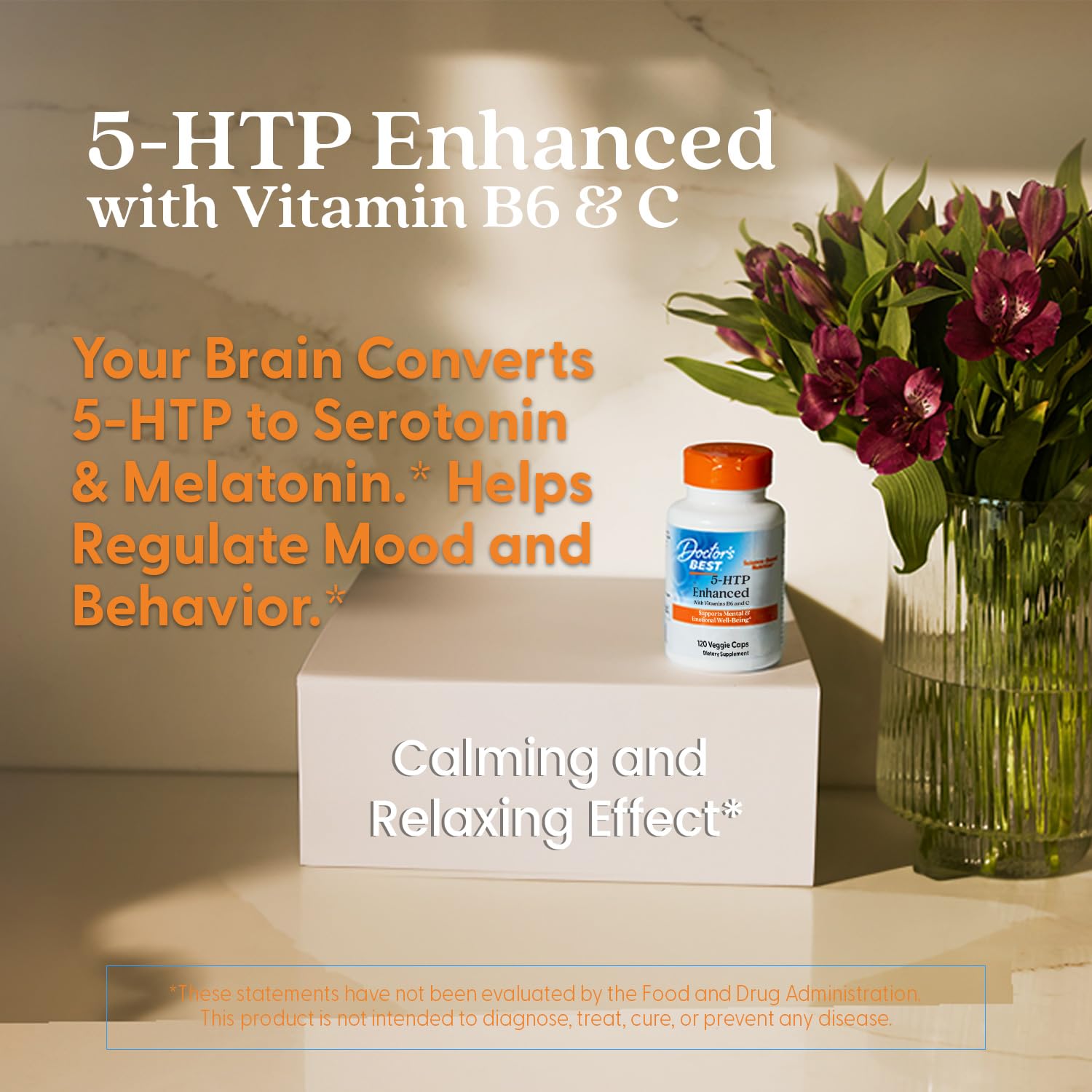 Doctors Best 5-HTP Enhanced with Vitamins B6 & C - Vegan 5 HTP Supplement for Women & Men, Supports Mental & Emotional Well-Being for Adults, Non-GMO, Gluten Free, Soy Free - 120 Veg Caps