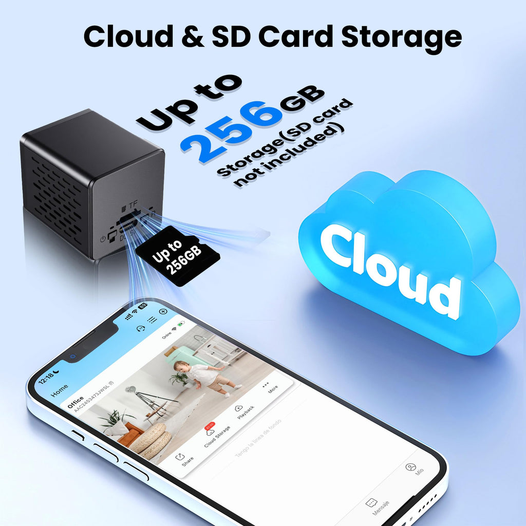 Spy Camera, 4K Hidden Camera with Live View, Plug-in Mini Camera with 24/7 Recording, Nanny Cam with Motion Alerts, Cloud & TF Storage, Night Vision Spy Cam, Wired Indoor Cameras for Home Security