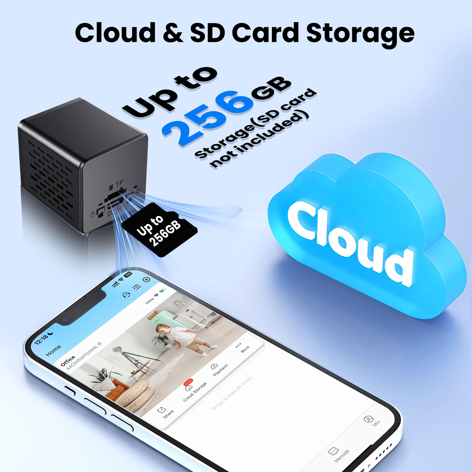 Spy Camera, 4K Hidden Camera with Live View, Plug-in Mini Camera with 24/7 Recording, Nanny Cam with Motion Alerts, Cloud & TF Storage, Night Vision Spy Cam, Wired Indoor Cameras for Home Security