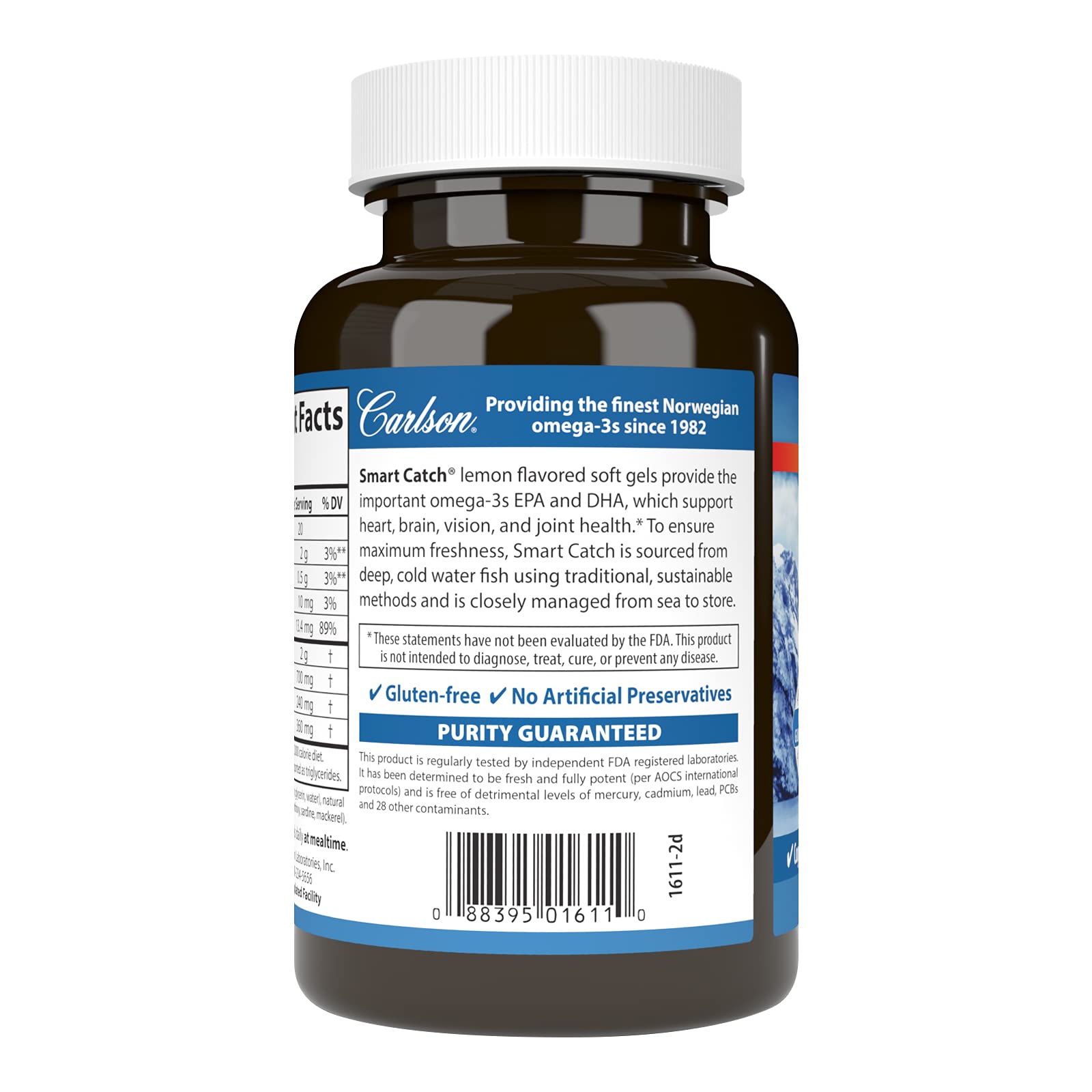 Carlson Teen's Smart Catch, 700 mg, from Norway, Lemon, 90 Softgels