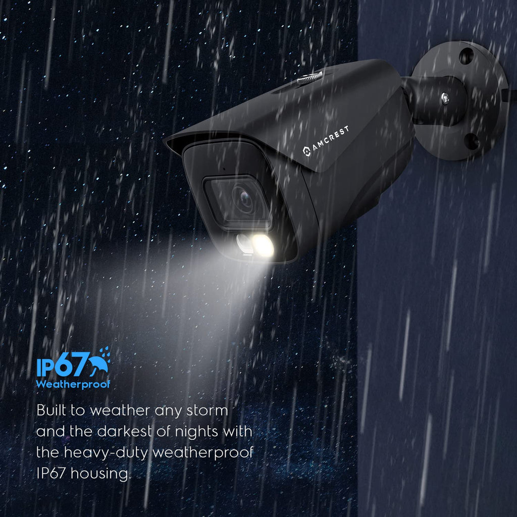 Amcrest UltraHD 4K (8MP) IP PoE AI Camera, FOV 129°, 49ft Color Nightvision, Security Outdoor Bullet Camera, Human & Vehicle Detection, Active Deterrent, 4K @15fps, IP8M-2796EB-AI (Black)
