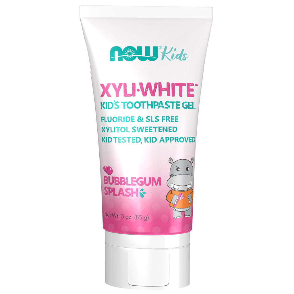 NOW Foods Solutions, Xyliwhite™ Toothpaste Gel for Kids, Bubblegum Splash Flavor, Kid Approved! 3-Ounce, packaging may vary