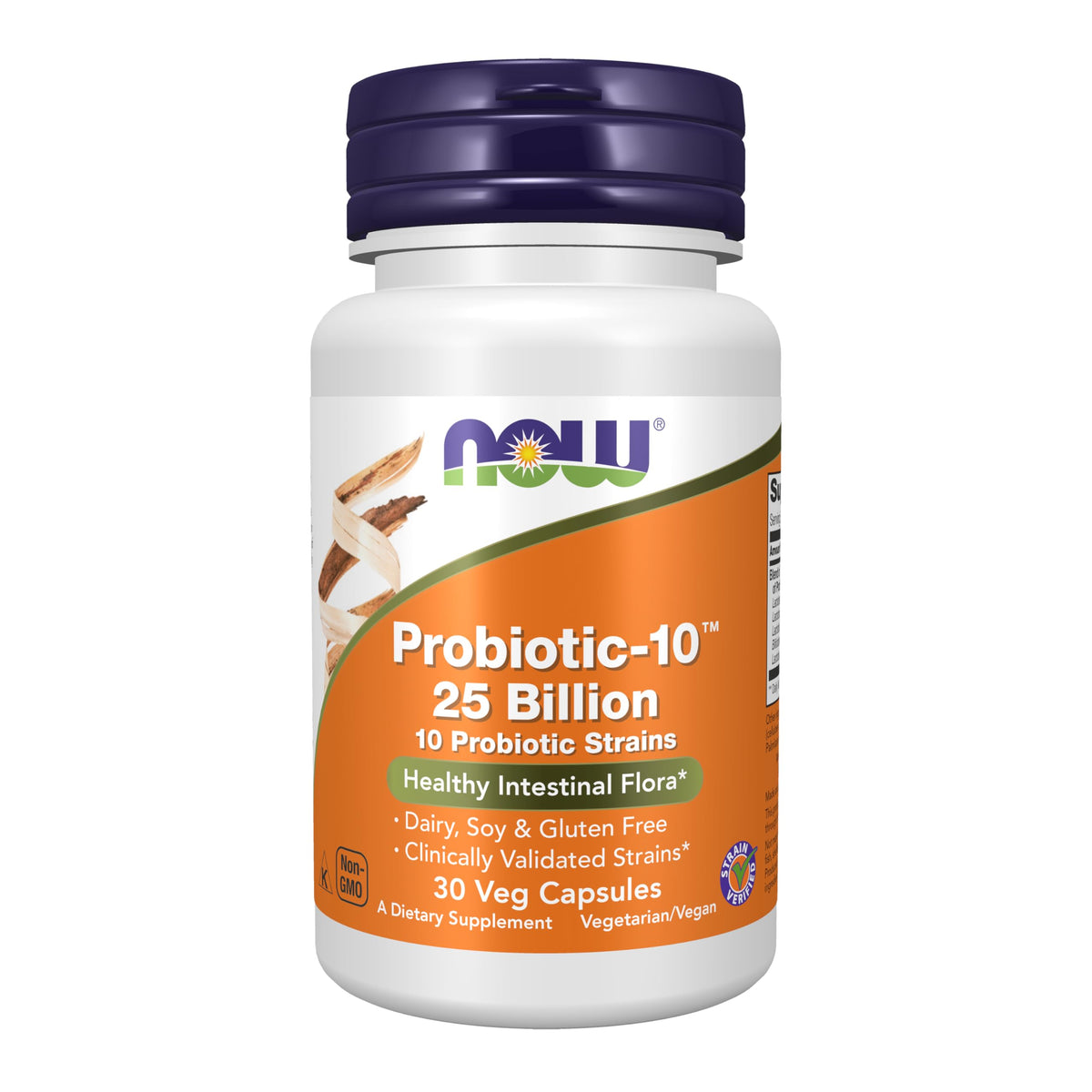 NOW Supplements, Probiotic-10™, 25 Billion, with 10 Strains, 30 Veg Caps