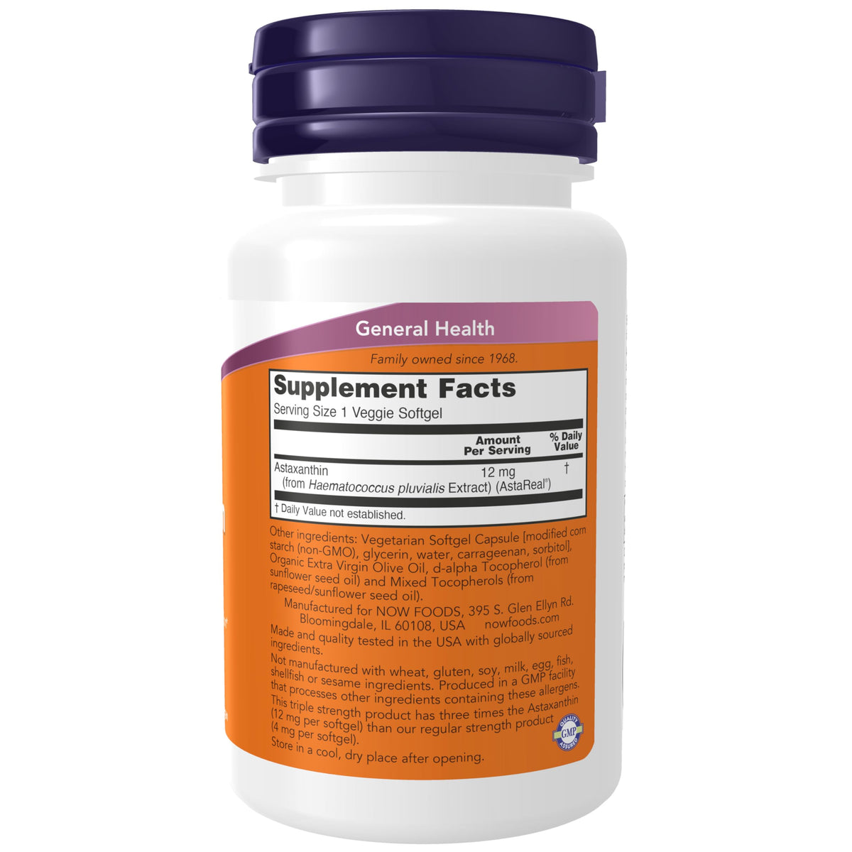 Now Supplements, Triple Strength Astaxanthin 12 mg, 60 Veggie Softgels