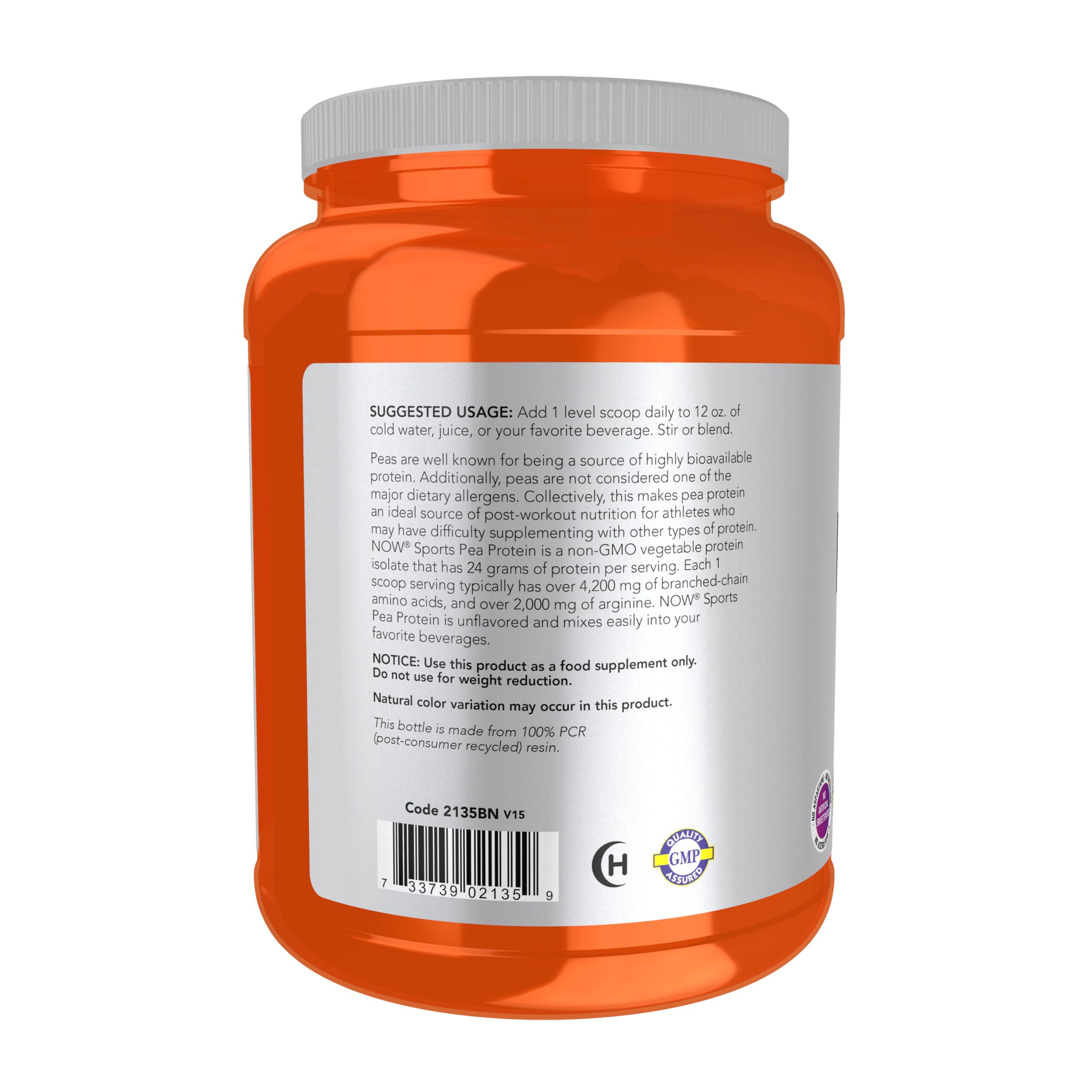 NOW Foods Sports Nutrition, Pea Protein 24 g, Fast Absorbing, Unflavored Powder, 2-Pound