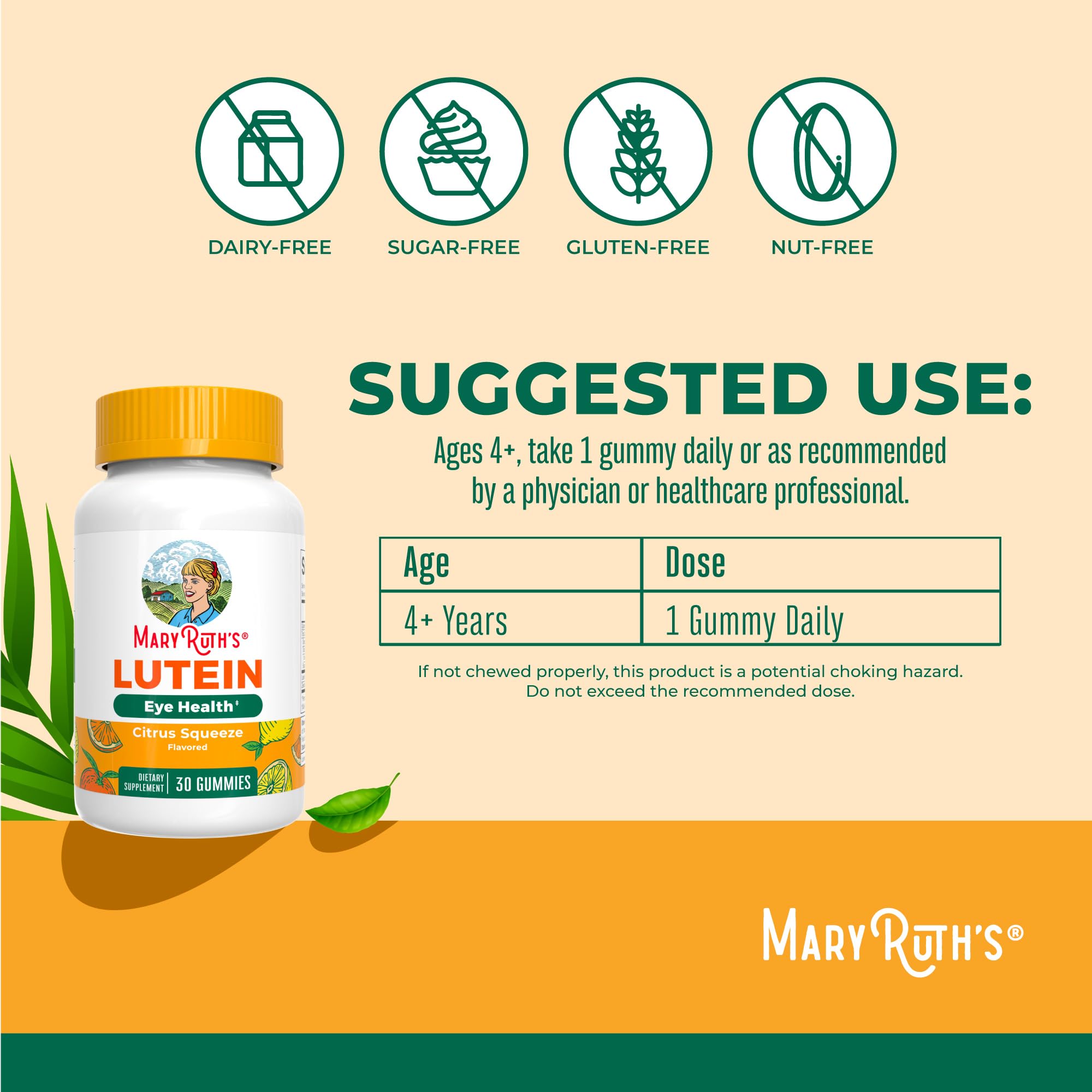 MARYRUTH'S Lutein Gummies with Zeaxanthin, 30 Count, Eye Health