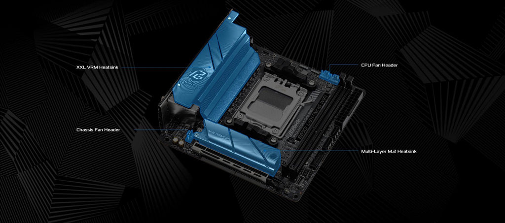 ASRock B650I Lightning WiFi AMD AM5 Mini-ITX Motherboard, Supports AMD Ryzen 9000/8000/7000 Series Processors, DDR5 7200+ (OC), PCIe 5.0 M.2, 2.5G LAN, WiFi 6E, 8+2+1 Power Phase