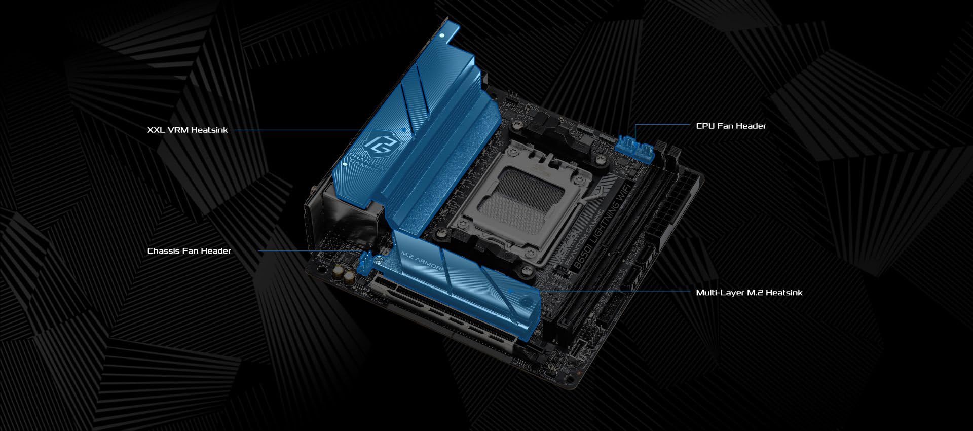 ASRock B650I Lightning WiFi AMD AM5 Mini-ITX Motherboard, Supports AMD Ryzen 9000/8000/7000 Series Processors, DDR5 7200+ (OC), PCIe 5.0 M.2, 2.5G LAN, WiFi 6E, 8+2+1 Power Phase