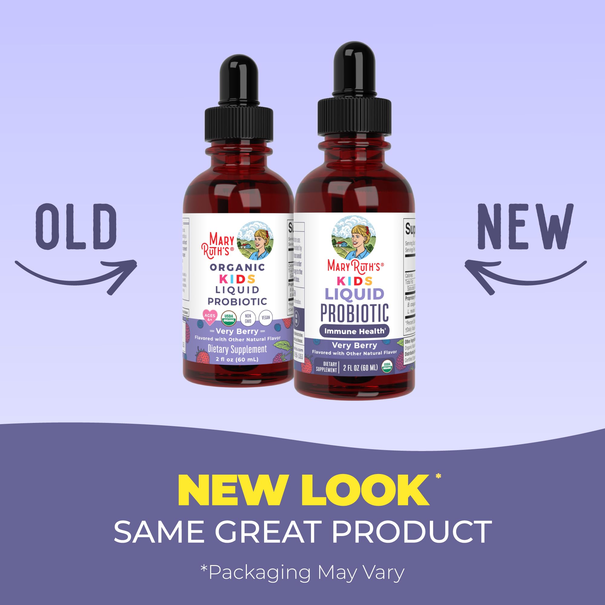 MARYRUTH'S USDA Organic Kids Liquid Probiotic, Very Berry, 2 oz