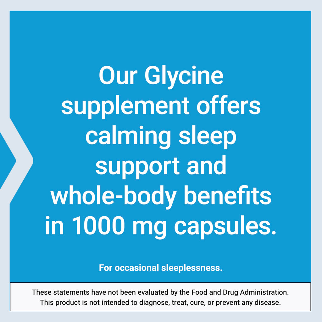Life Extension Glycine, 1000 mg, Amino Acid that Promotes Healthy Sleep, Gluten-Free, Non-GMO, Vegetarian, 100 Capsules (Pack of 2)