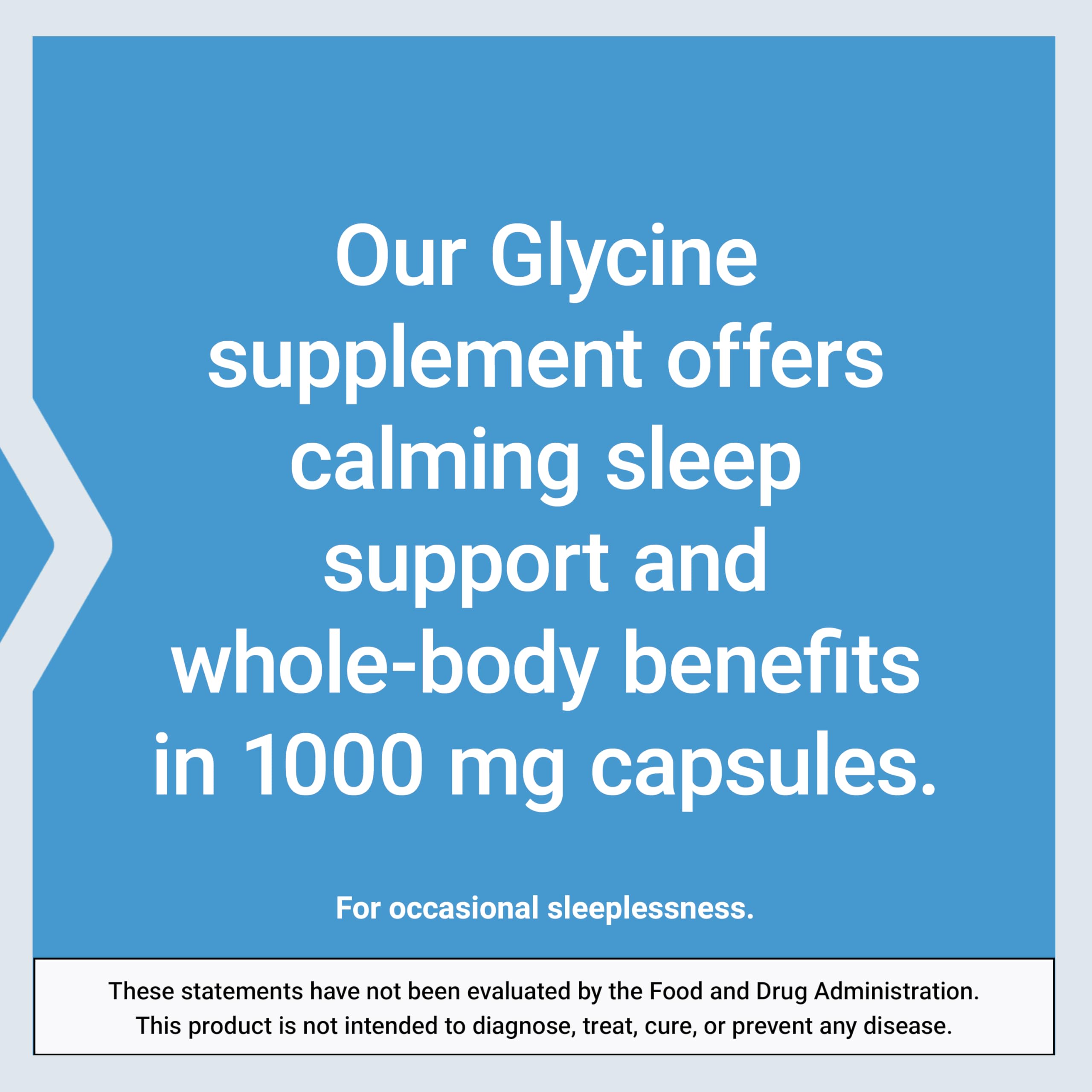 Life Extension Glycine, 1000 mg, Amino Acid that Promotes Healthy Sleep, Gluten-Free, Non-GMO, Vegetarian, 100 Capsules (Pack of 2)