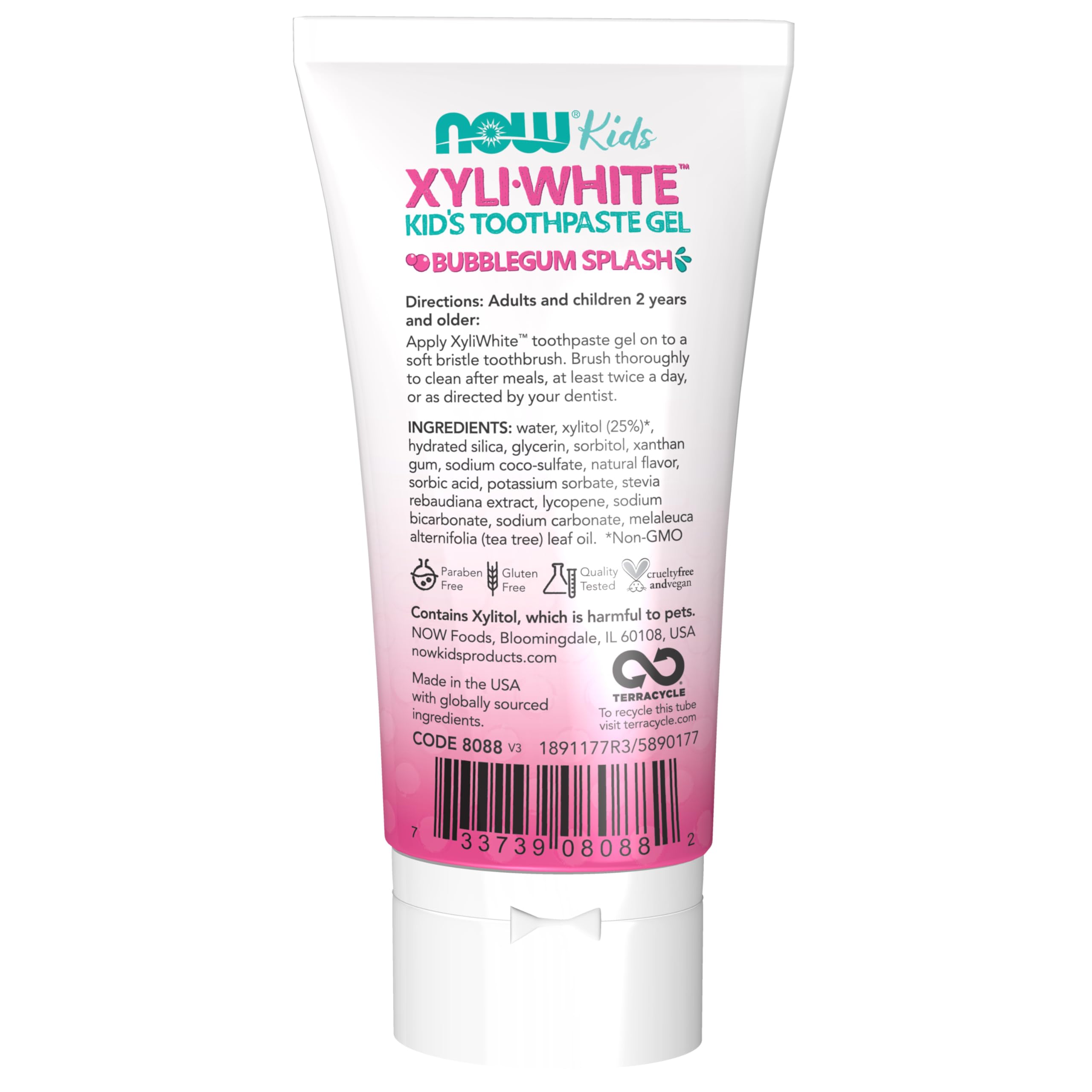 NOW Foods Solutions, Xyliwhite™ Toothpaste Gel for Kids, Bubblegum Splash Flavor, Kid Approved! 3-Ounce, packaging may vary