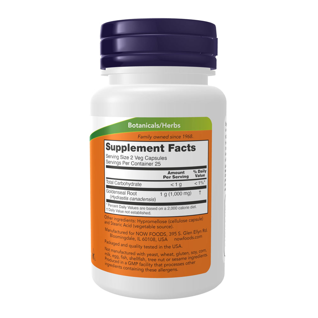 NOW Supplements, Goldenseal Root (Hydrastis canadensis) 500 mg, Herbal Supplement, 50 Veg Capsules