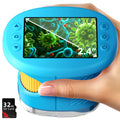Odatay 4K 1000X Digital Microscope for Kids with 32G Card, Long Distance Viewing & 2.4" Screen Portable Handheld Edu Toys for Age 3-12 Exploring Bugs Plants at Home Classroom & Outdoor Travel, Blue