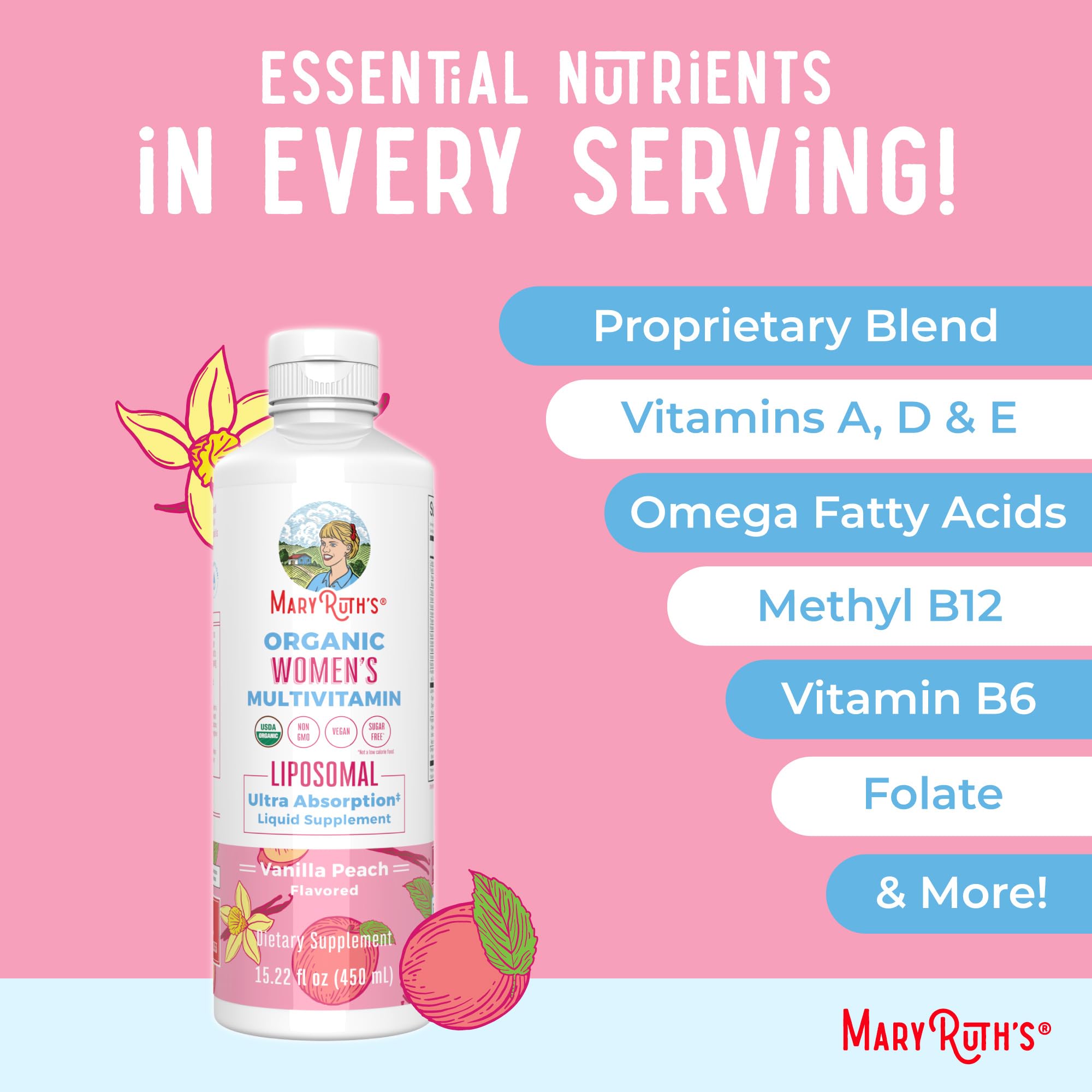 MARYRUTH'S Women's Multivitamin Liposomal, Ultra Absorption, 15.22 Fl Oz