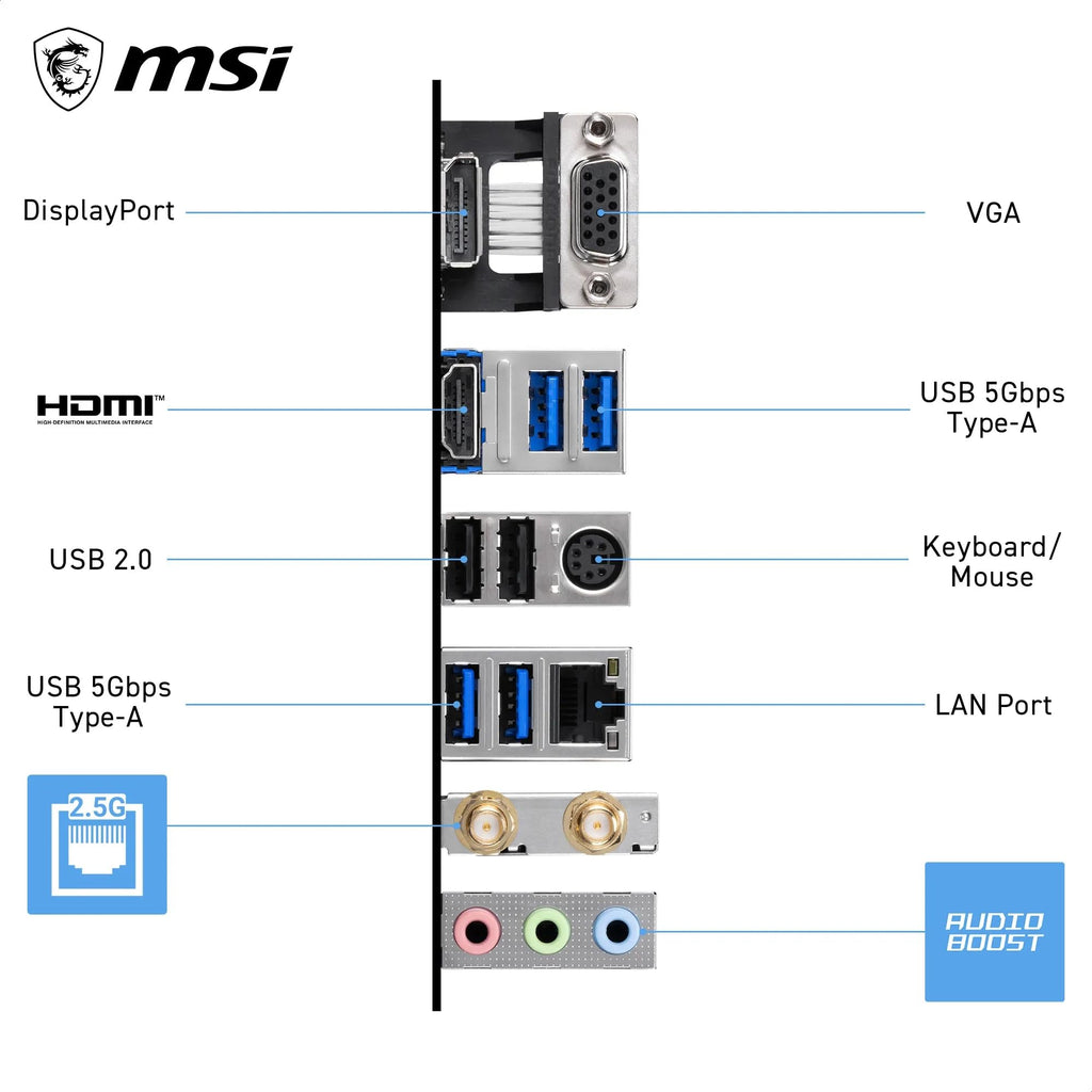 MSI PRO B550M-P WIFI6E ProSeries Motherboard (AMD Ryzen 5000 Series, AM4, DDR4, PCIe 4.0, SATA 6Gb/s, M.2, USB 3.2 Gen 2, HDMI/DP, Wi-Fi 6E, Bluetooth 5.2, mATX)