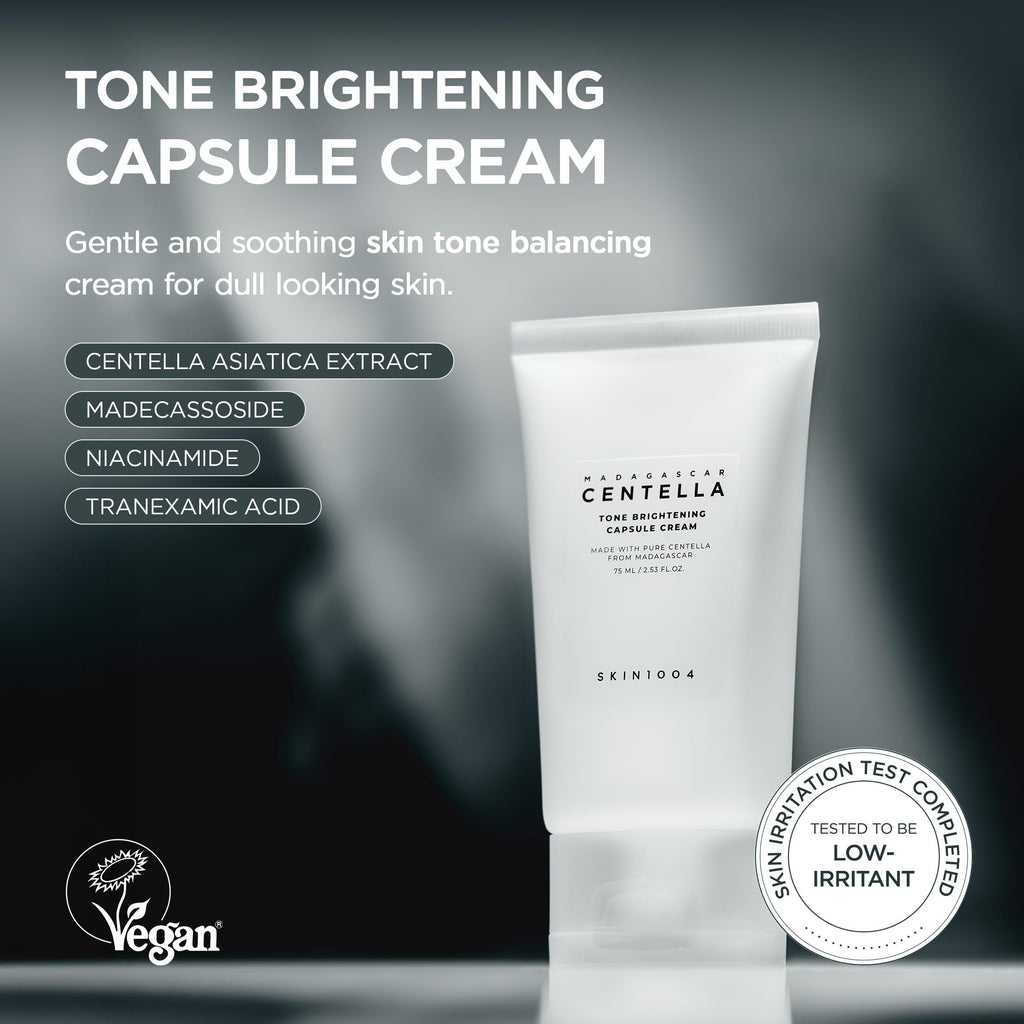 SKIN1004 Tone Balancing Capsule Cream, Korean Face Moisturiser with Madewhite, Niacinamide & Tranexamic Acid, Hydrating Face Cream with Madagascar Centella, Korean Skincare, 2.54 fl.oz, 75ml