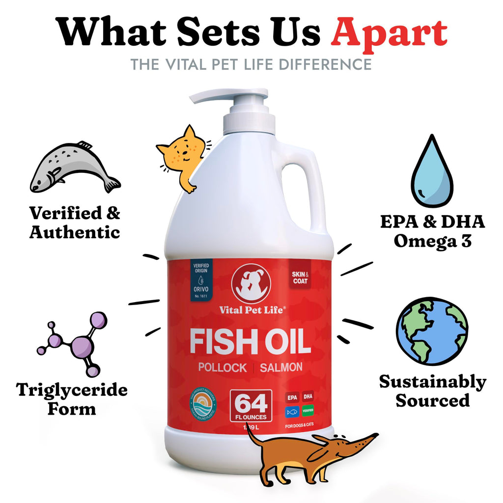Fish Oil for Dogs, Healthy Skin & Coat Salmon Pollock Liquid Omega 3, 64 oz