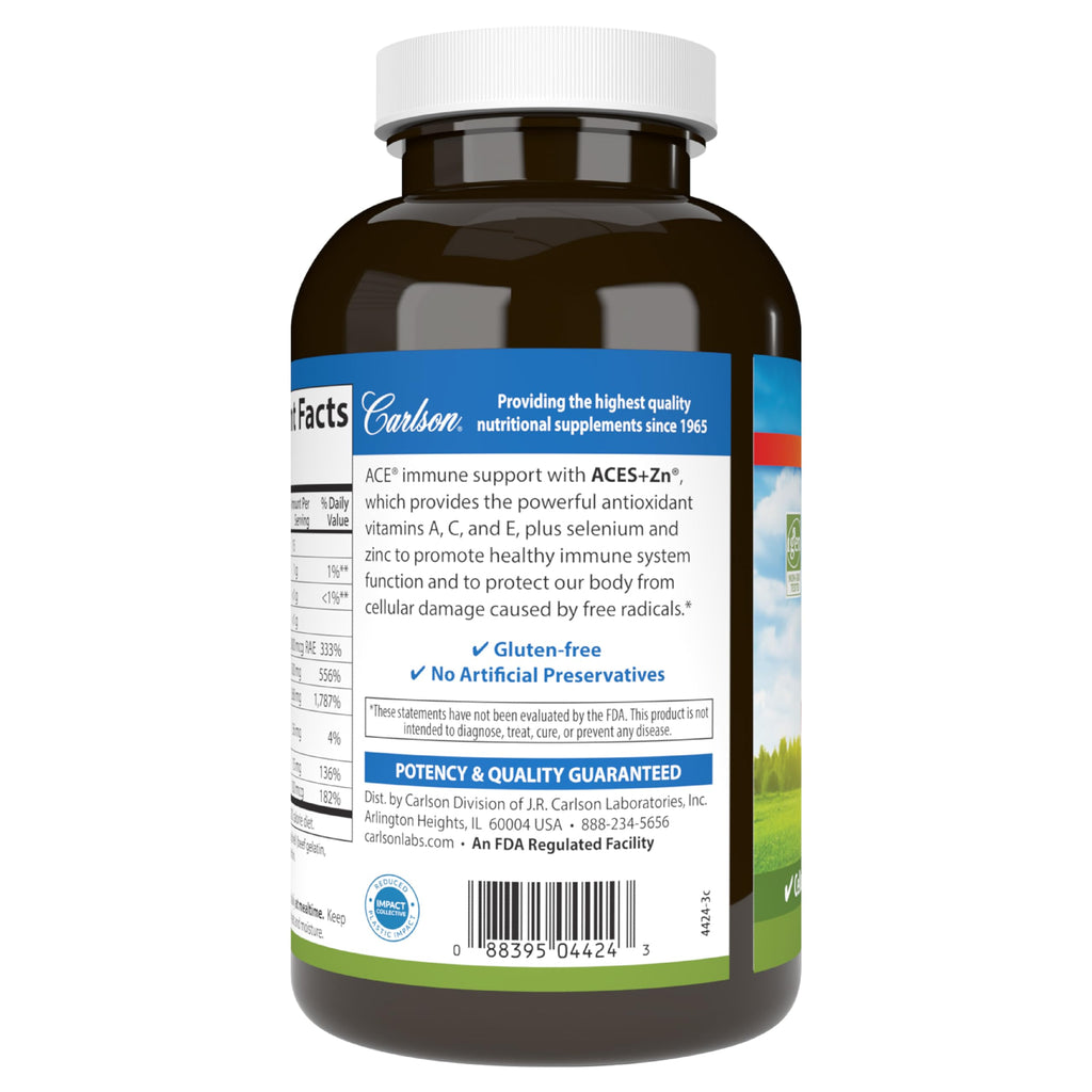 Carlson ACES + Zn, Multivitamin with Zinc, Cellular Health, 360 Softgels