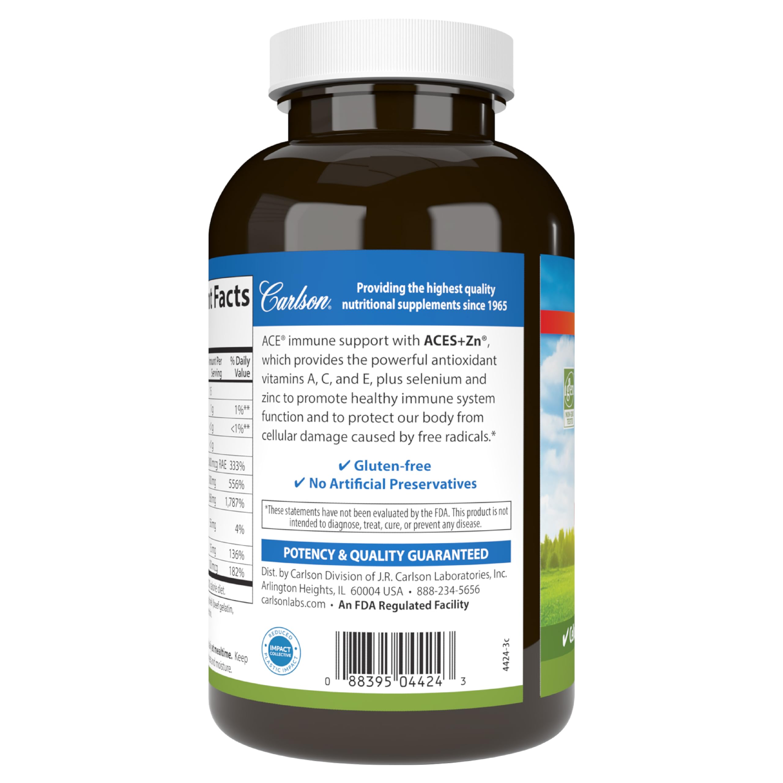Carlson ACES + Zn, Multivitamin with Zinc, Cellular Health, 360 Softgels