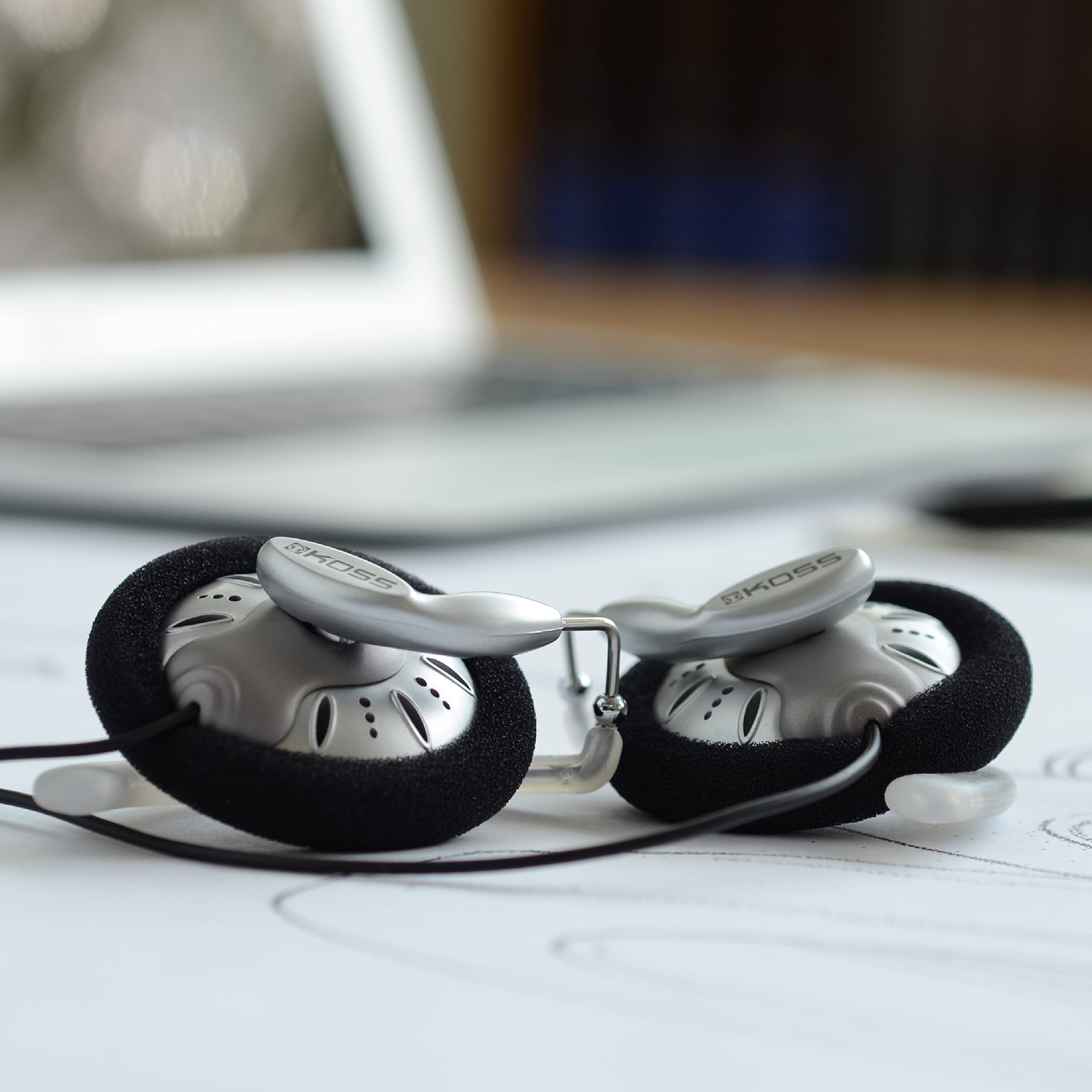 Koss KSC75 On-Ear Headphones, Silver, Retro 90s Style, Portable, Wired Plug
