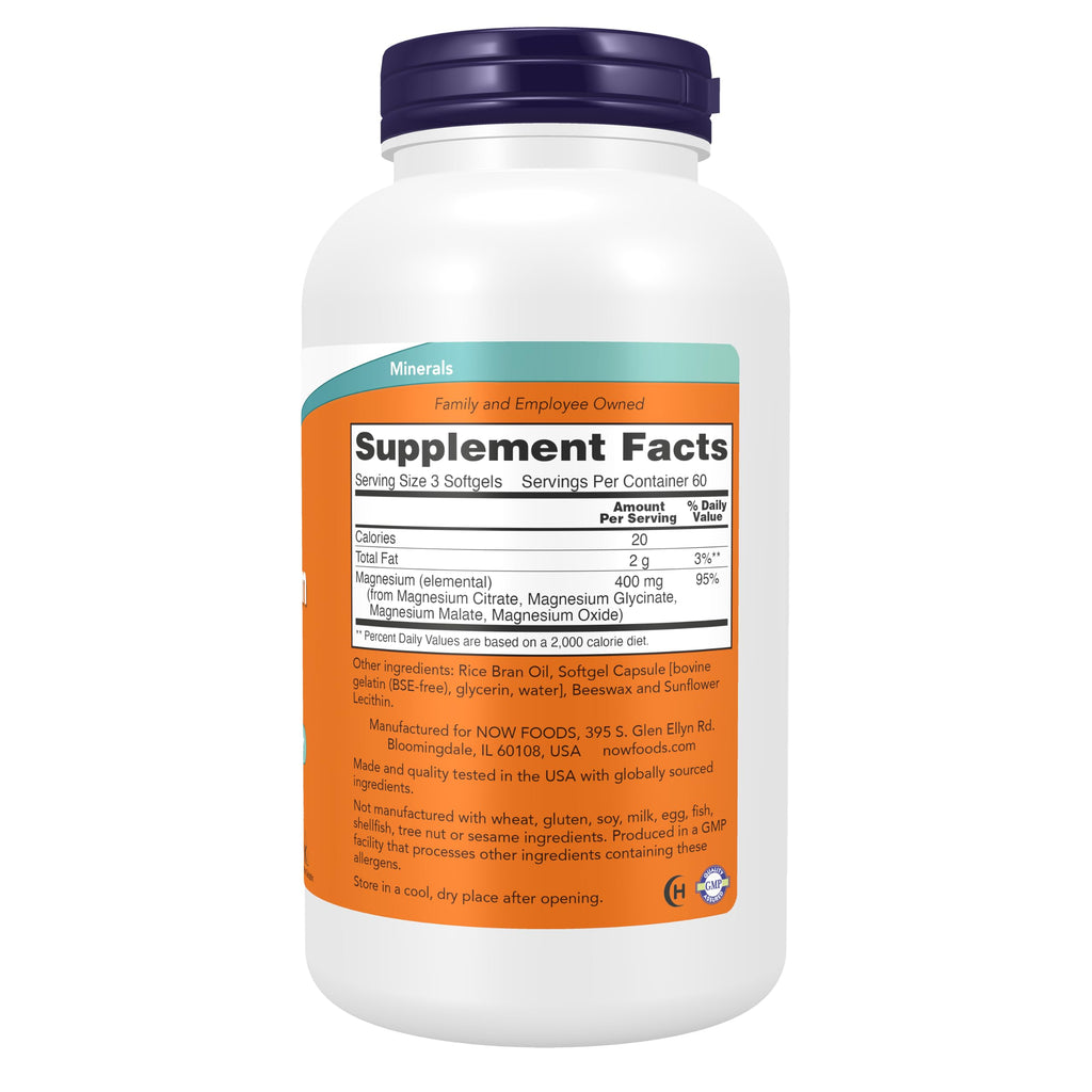 NOW Supplements, Magnesium Citrate, With Glycinate & Malate, 180 Softgels