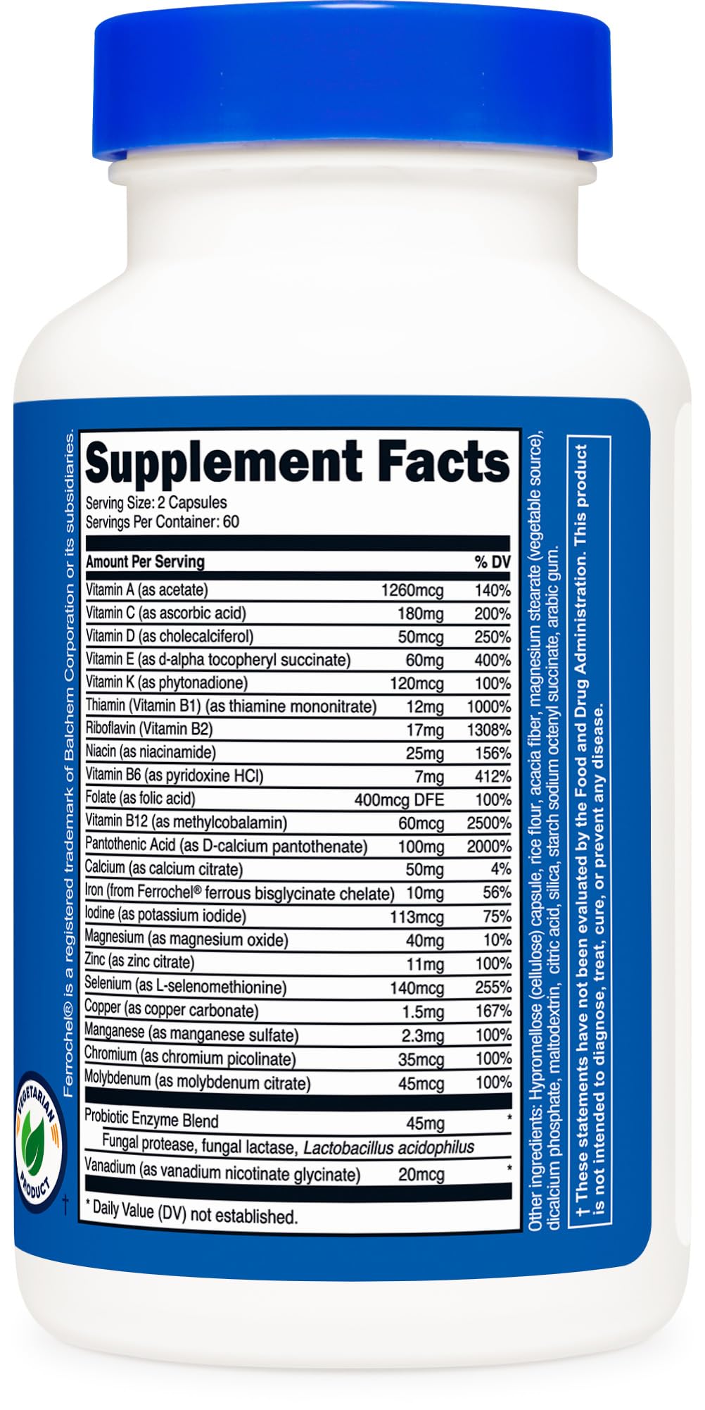 Nutricost Multivitamin with Probiotics 120 Vegetarian Capsules (2 Bottles) - Packed with Vitamins & Minerals