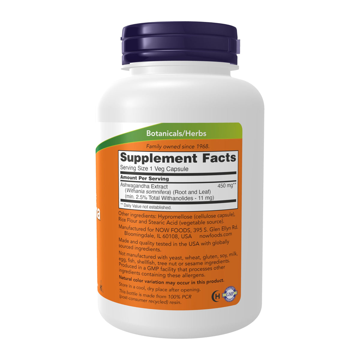 NOW Supplements, Ashwagandha 450 mg (Standardized Extract), 180 Veg Caps
