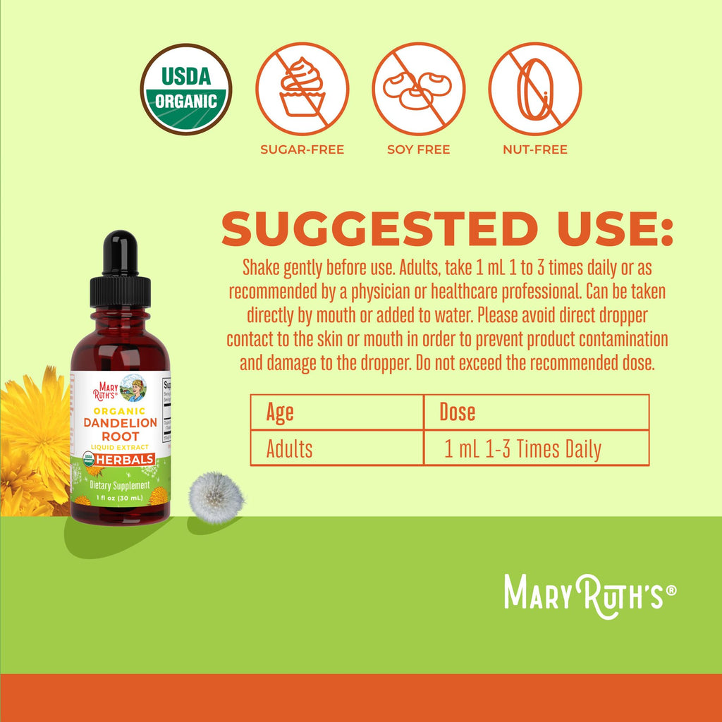 MARYRUTH'S Organic Dandelion Root Extract 1,180mg Dandelion Root, 1 oz